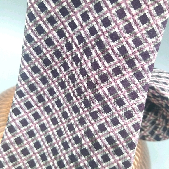 Kenneth Cole 100% Silk Plaid Check Necktie Slim Necktie Men's Tie - Picture 3 of 12